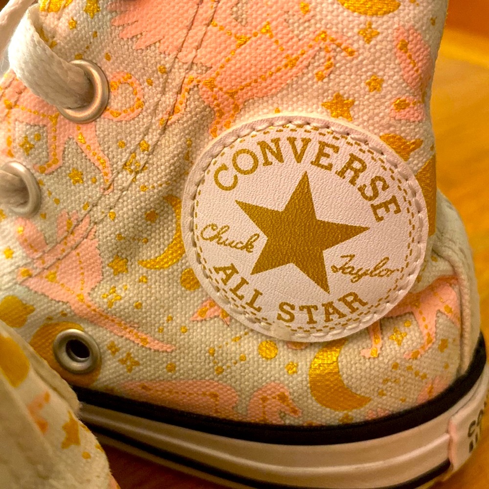 Converse girls PINK Gold  high tops size 11